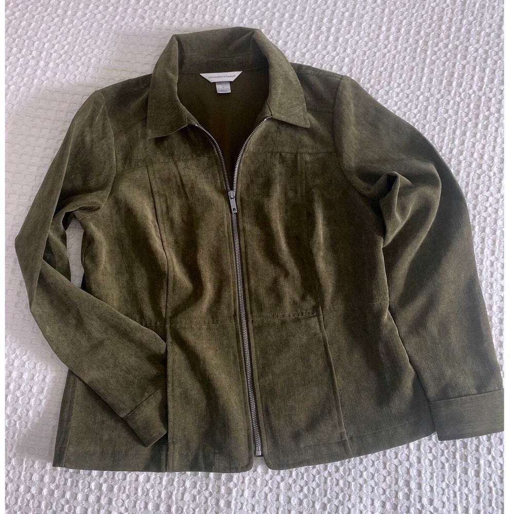 Vintage Christopher‎ Banks Olive Green Zip Front Retro Jacket Coat Small